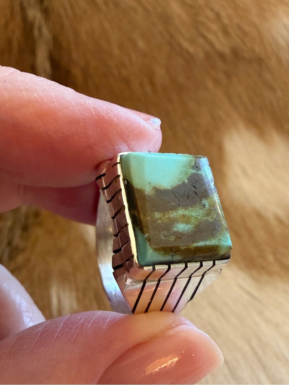 ❤️ Navajo Signed Native Trevor Jack Number 8 Sterling Statement Ring Sz 11.75